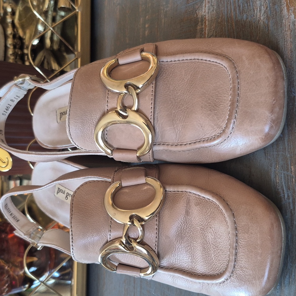 Paul Green Blush Slingback Heels with Gold Accents - Picture 5 of 8